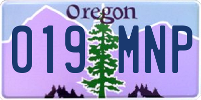 OR license plate 019MNP