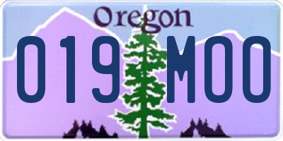 OR license plate 019MOO