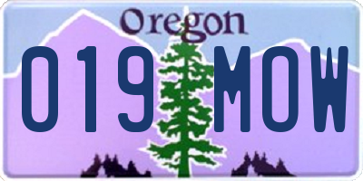 OR license plate 019MOW
