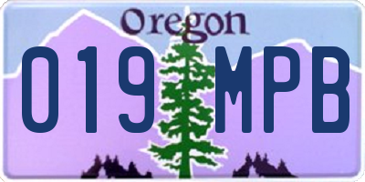 OR license plate 019MPB