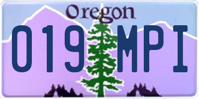 OR license plate 019MPI