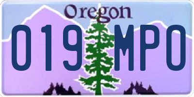 OR license plate 019MPO