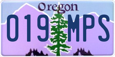 OR license plate 019MPS