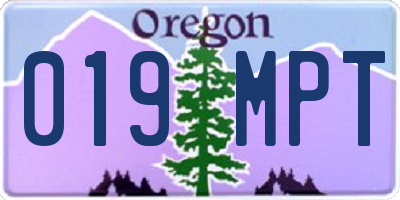 OR license plate 019MPT