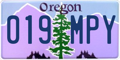 OR license plate 019MPY