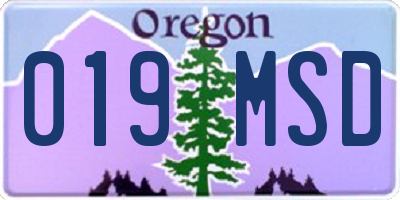 OR license plate 019MSD