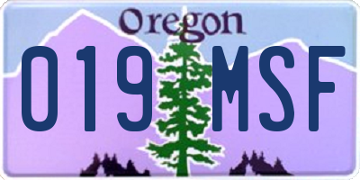 OR license plate 019MSF