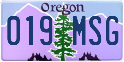 OR license plate 019MSG