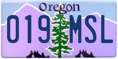 OR license plate 019MSL