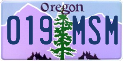 OR license plate 019MSM
