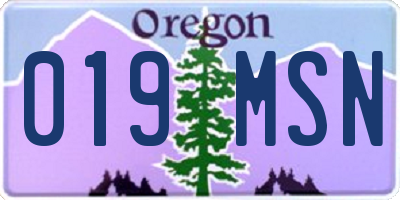 OR license plate 019MSN