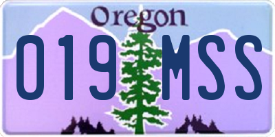 OR license plate 019MSS