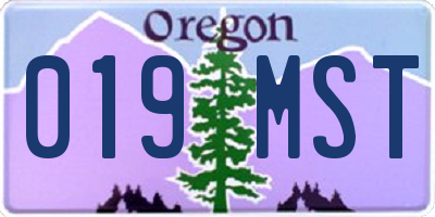 OR license plate 019MST