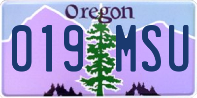 OR license plate 019MSU