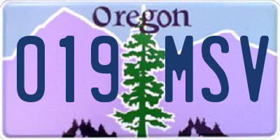 OR license plate 019MSV