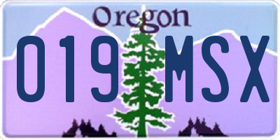 OR license plate 019MSX