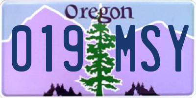 OR license plate 019MSY