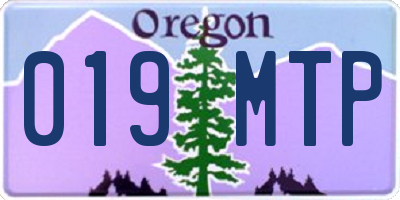 OR license plate 019MTP