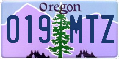 OR license plate 019MTZ