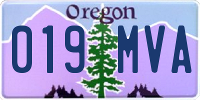 OR license plate 019MVA