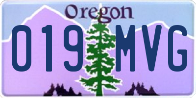 OR license plate 019MVG
