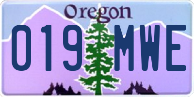 OR license plate 019MWE