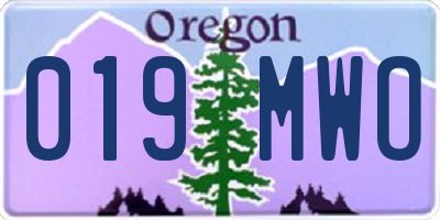 OR license plate 019MWO