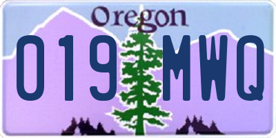 OR license plate 019MWQ