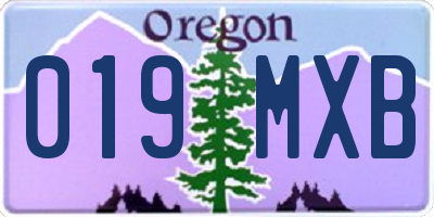OR license plate 019MXB