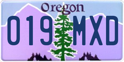 OR license plate 019MXD