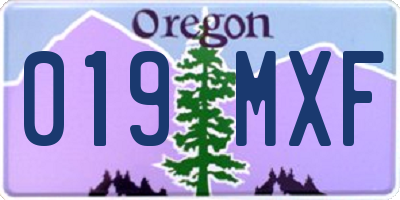 OR license plate 019MXF