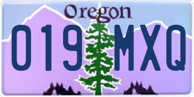 OR license plate 019MXQ
