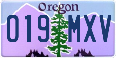 OR license plate 019MXV