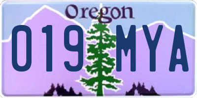 OR license plate 019MYA
