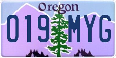OR license plate 019MYG