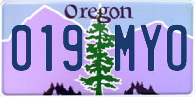 OR license plate 019MYO