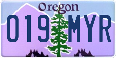 OR license plate 019MYR