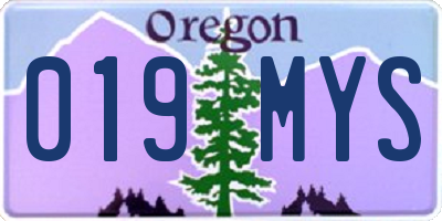 OR license plate 019MYS