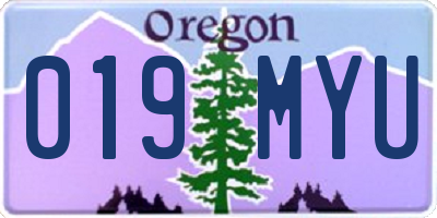 OR license plate 019MYU