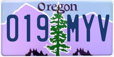 OR license plate 019MYV