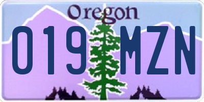 OR license plate 019MZN