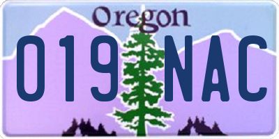 OR license plate 019NAC