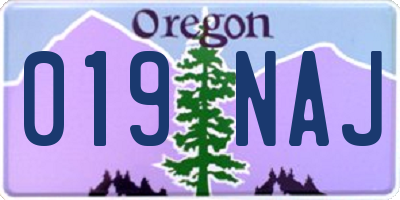 OR license plate 019NAJ