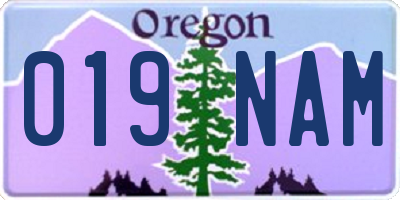 OR license plate 019NAM