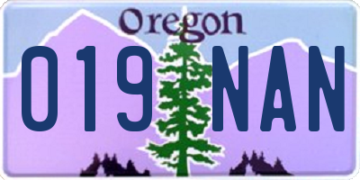 OR license plate 019NAN