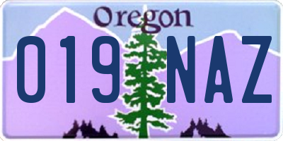 OR license plate 019NAZ