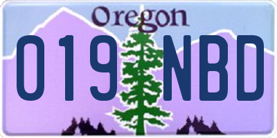 OR license plate 019NBD