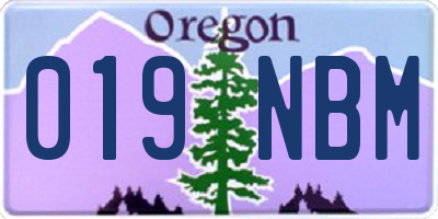 OR license plate 019NBM