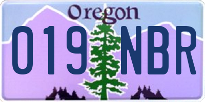 OR license plate 019NBR