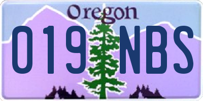 OR license plate 019NBS